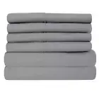 6-Piece Gray Super-Soft 1600 Series Double-Brushed Full Microfiber Bed Sheets Se