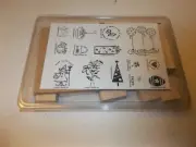 Stampin Up Tag Time 2004 Rubber Stamp Set of 14 Mounted Vintage Retired