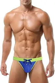 [SEAUR] Men's Push Up Swimming Trunks Tight Short Briefs Patchwork Colourful Swimming Trunks Drawstring with Removable Pad EU S-XL (Tag No M-XXL)