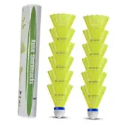 12-Pack Feather Badminton Shuttlecocks with Great Stability and Yellow