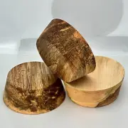 3 SPALTED MAPLE BOWL BLANKS, 8"X3" FREE SHIPPING!!!, WOOD LATHE TURNING STOCK