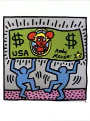 KEITH HARING Andy Mouse 31.5" x 23.5" Poster 1990 Pop Art