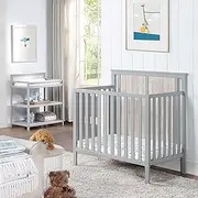 Suite Bebe Connelly 3-in-1 Mini Crib in Gray/Rockport Gray - Comes with Mattress Pad