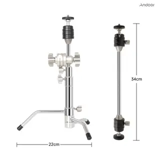 Andoer Mini C 型支架 20.8 英寸桌面三腳架手機三腳架支架鋁合金 10kg/22lbs 負載能力 2 節