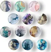12Pcs Glass Strong Magnetic Refrigerator Magnet Fridge Sticker,Marble Crystal Fridge Magnets Decoration for Crafts,Fridge Magnets for Kitchen, Office Whiteboard, Cabinet and Dishwasher
