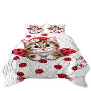 Girly Cat Art Drawings the Cup Kitty Lady Bug Coverlet