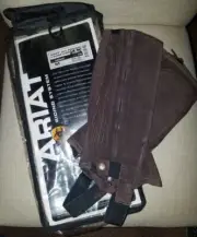 SALENIP $70 ARIAT Kid's med All Around Chap II Brown Suede Half Chaps