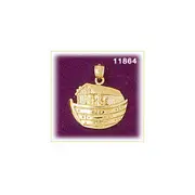 14K Gold 20MM Noah&#39;s Ark Pendant