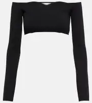 [Nina Ricci] Nina Ricci Off-shoulder wool-blend crop top AU 16 black