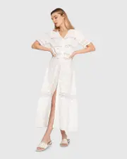 [Belle & Bloom] Summer Breeze Lace Midi Dress - White