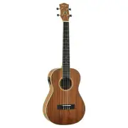 Tiki '5 Series' Mahogany Solid Top Electric Baritone Ukulele with Hard Case (Nat