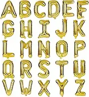 Letter Balloons 16 Inch Mylar Foil Alphabet Letter A-Z Balloons Set for Wedding Birthday Party Decoration Banner Custom Phrase 26 Pieces (Gold)