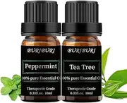 BURIBURI 2pcs set Peppermint + Tea Tree Essential Oil 100% Pure Aromatherapy Oil for Diffuser, Massage