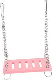 JUMPLAWN Hamster Swing DIY Colorful Pet Nest for Fun Playtime Durable Wooden Metal Design for Small Animals Like Hamsters Gerbils and Mice Pink