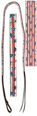 Showman 4' Leather Over & Under Whip w/ Stars & Stripes Print Overlay