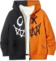 [Cozyease] Boys'Zip Up Hoodies Pullover Tops Graphic Long Sleeve Drop Shoulder Spring Fall Tops without Fleece