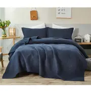 French Country Patchwork Bed Quilt Diamond Navy Coverlet Throw