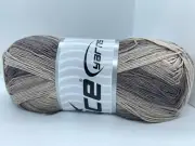 Taupe Brown Beige White Biscuit 77480 Ice Yarns Fine Micro Acrylic 100gr 382yd