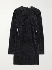 [FRAME] FRAME - Crushed-velvet Mini Dress - Black - small small Black