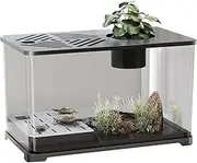 Betta Fish Tank - Large Aquarium Gold Fish Tank Starter Kit | Container Panoramic HD with Turtle Resting Area for Aquatic Planting Guppy Shrimp Jellyfish, Desk Decor