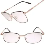 80s 90s Classic Retro Look Glass Lens Gold Rectangle 1.25 Reading Glasses