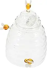 Zerodeko 1Set Glass with Dipper Transparent Honey Dispenser for Kitchen Storage Compact Honey Pot Container for Syrup Jam and Snacks Practical Design for Freshness