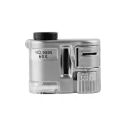 60X Handheld Mini Pocket Magnifier with UV and LED Light Portable Jeweler Microscope Magnifying Glass for Detailed Inspe