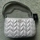 NWT Nanette Lepore Silver quilted Vegan Leather Shoulder Bag 2 straps MSRP $78.
