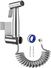 Toilet Bidet Sprayer Hose Kit with Hanger,Spray Bidet Attachment Water Pressure Control Adjustable Stainless Steel Diaper Bidet Toilet Water Spray Gun for Washing Bath Pet Shower (NO T Valve)