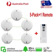 5x Wireless Interconnected Photoelectric Smoke Alarm 10 year battery + Remote AU