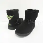 NIB UGG 1132719K Kids Girl Mini Bailey Bow II Galactic Black Winter Boots Size 5