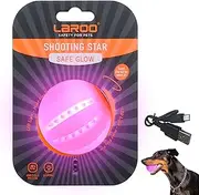 LaRoo LED Dog Ball, Dog Toys Silicon Glowing LED with USB Rechargeable Glow in the Dark Dog Ball Teeth Cleaner Training Ball for Dogs (Purple)…