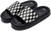 [Molodo] Unisex Open Toe Slides Non-Slip Fashion Checkerboard Slides Beach Slides Bathroom Slippers Indoor Outdoor