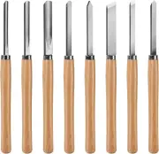 Professional Wood Turning Chisel 8 pcs Set, Lathe Chisel Set with 2 Skew 1 Spear