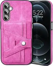 [Kitzomi] for Samsung Galaxy A54 5g Case Card Holder Wallet,PU Leather and Hard Shell Protective with [SIM Card Pin Slot] for Galaxy A54 Case,Samsung Galaxy A54 Cover Kickstand [6.4 inch],Rose Purple