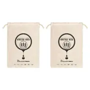2PK Brunswick Bakers Reusable Linen Bread Bag Drawstring Storage 30x40cm