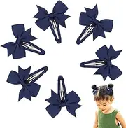 6 Pcs Blue Hair Bow, Navy Blue Hair Accessories Clips for Girls School, Bobbles Headband Hair Clips