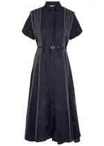 Lovebirds Matilda Linen-blend Midi Shirt Dress - Navy - S (UK10-12) S (UK10-12)