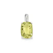 Sterling Silver Lemon Quartz and Diamond Pendant