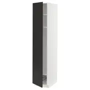 METOD high cabinet w shelves/wire basket, white/Nickebo matt anthracite, 40x60x200 cm