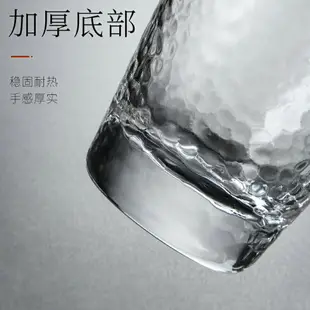 唐豐錘紋描金玻璃杯家用個人透明喝水杯辦公個性茶杯冷飲果汁杯A