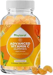 Natural Vitamin C Gummies for Adults - High Potency Vitamin C Immune Support Gummies - Ascorbic Acid Chewable Vitamin C Gummies Immune Booster for Adults with Anti Aging Brain Vitamins Supplements