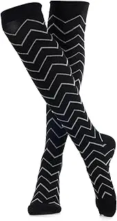 MERSADA Compression Women's Socks Compression Knee Socks Stripes Black Grey, black, Large-X-Large