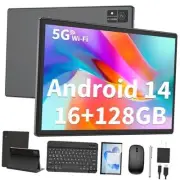 Android Tablet with Keyboard, 10 inch Android 14 Tablet, 16GB RAM 128GB Black