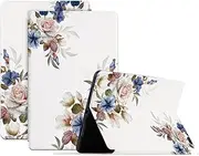 [SLLMYYX] Case for Amazon Kindle Paperwhite 6 inch 2022 (11th Generation), Slim Stand Leather Protective Cover with Auto Wake/Sleep (White Flowers)