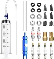 Tubeless Sealant Injector 26-Piece Professional Kit | Sealant Syringe + Schrader/Presta Valve Cores (4x Each) | for Mountain Bike, Road Bike & Hybrid Tyre Maintenance