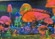 Trippy Mushroom Tapestry Hanging Plant Wall Tapestry with LED and Remote