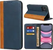Cavor for iPhone 11 Case,Premium Leather Folio Flip Wallet Case Cover Magnetic Closure Book Design with Kickstand Feature & Card Slots(6.1")-Blue