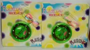 2 Mult Color Flashing Necklace GREEN With Rainbow Pull Over Strap NIP