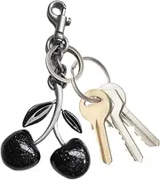 [Generic] Cherry Charm - Cherry Bag Charm, Cute Cherry Accessory, Portable Black Resin Cherry Pendant | Backpack Charm, Sparkling Bag Charm, Cherry Accessory, Siehe Beschreibung, Resin, See description